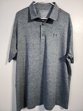 Under Armour Men’s Heather Charcoal Grey Playoff Polo Shirt UPF40 SIZE XL